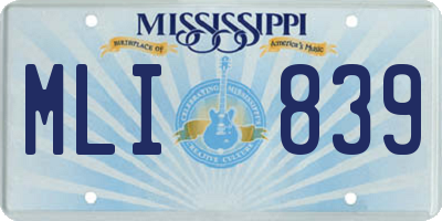 MS license plate MLI839