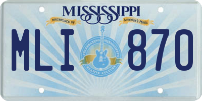 MS license plate MLI870