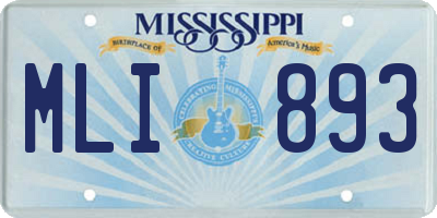 MS license plate MLI893