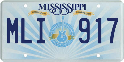 MS license plate MLI917