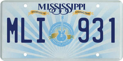 MS license plate MLI931