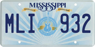 MS license plate MLI932