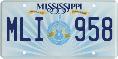 MS license plate MLI958