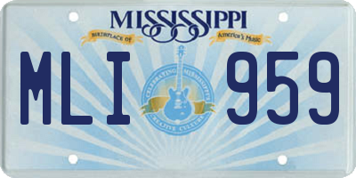 MS license plate MLI959