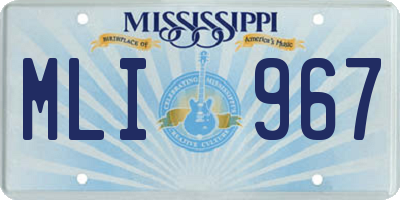 MS license plate MLI967