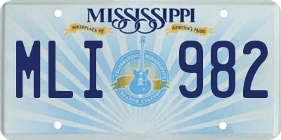 MS license plate MLI982