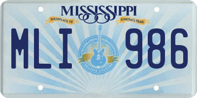 MS license plate MLI986