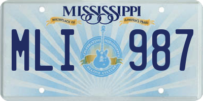 MS license plate MLI987