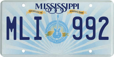 MS license plate MLI992