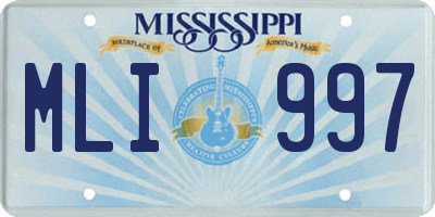 MS license plate MLI997
