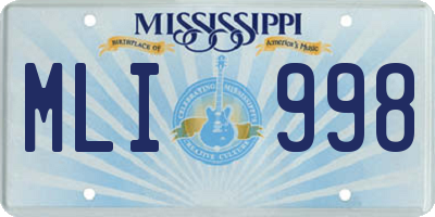 MS license plate MLI998