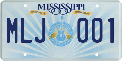 MS license plate MLJ001