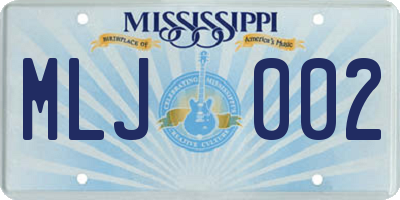 MS license plate MLJ002