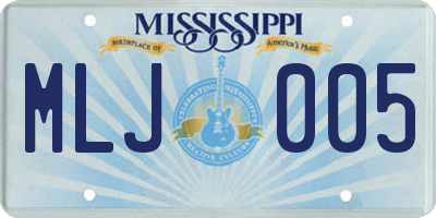 MS license plate MLJ005