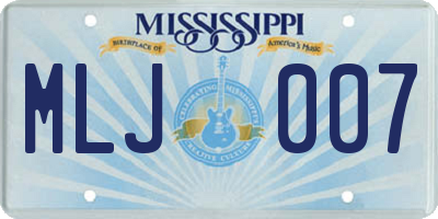 MS license plate MLJ007