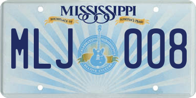 MS license plate MLJ008