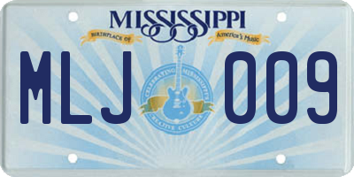 MS license plate MLJ009