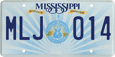 MS license plate MLJ014
