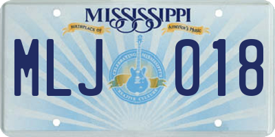 MS license plate MLJ018
