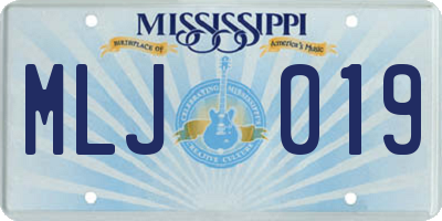 MS license plate MLJ019