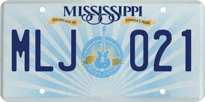 MS license plate MLJ021