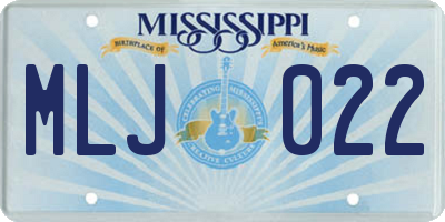MS license plate MLJ022