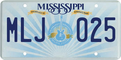 MS license plate MLJ025