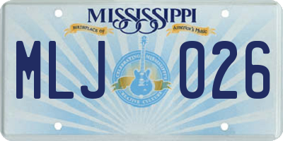 MS license plate MLJ026