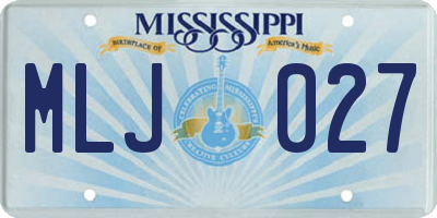 MS license plate MLJ027