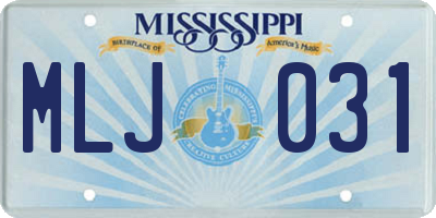 MS license plate MLJ031