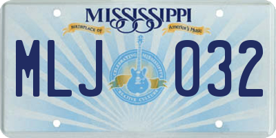 MS license plate MLJ032