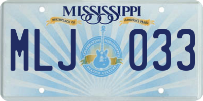 MS license plate MLJ033