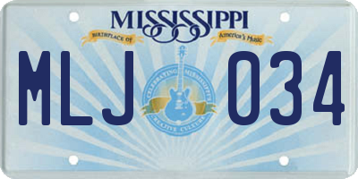 MS license plate MLJ034
