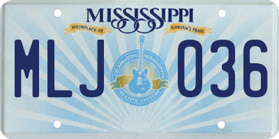 MS license plate MLJ036