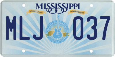 MS license plate MLJ037