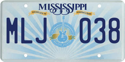 MS license plate MLJ038