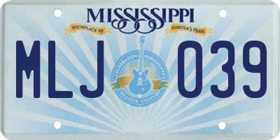 MS license plate MLJ039