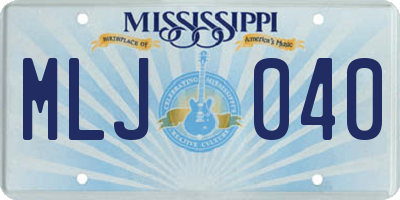 MS license plate MLJ040