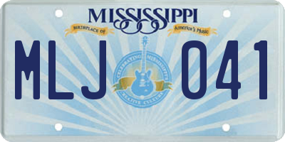 MS license plate MLJ041