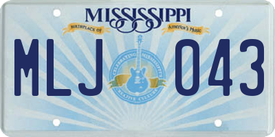 MS license plate MLJ043
