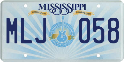 MS license plate MLJ058