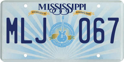 MS license plate MLJ067