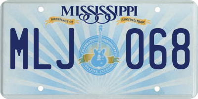 MS license plate MLJ068