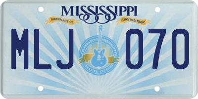 MS license plate MLJ070