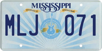 MS license plate MLJ071