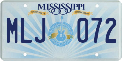MS license plate MLJ072
