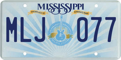 MS license plate MLJ077