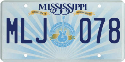 MS license plate MLJ078