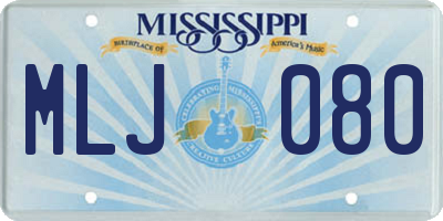 MS license plate MLJ080