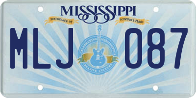 MS license plate MLJ087